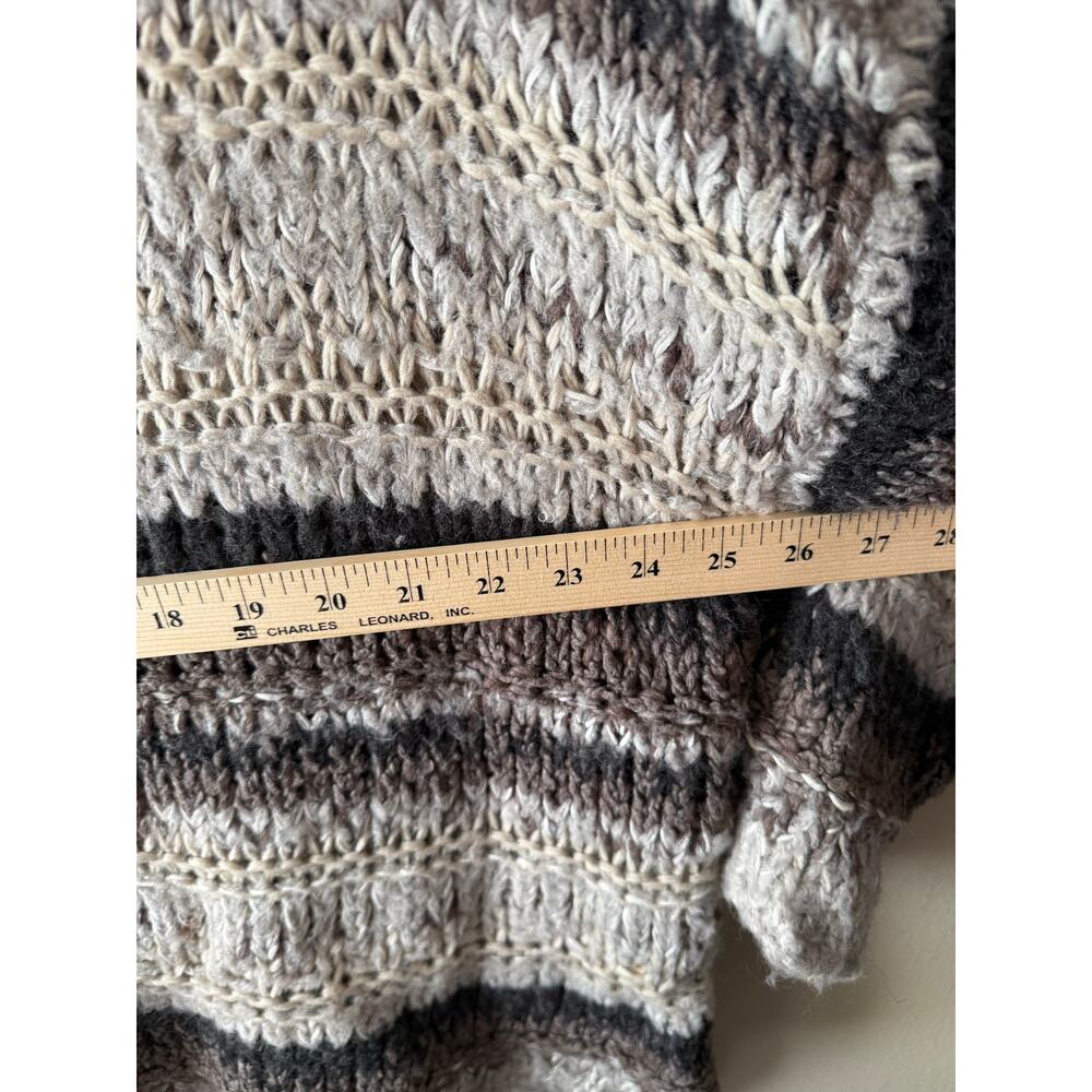 Free People Oversized Knit Brown & Beige Striped Sweater Size M - Picture 7 of 8